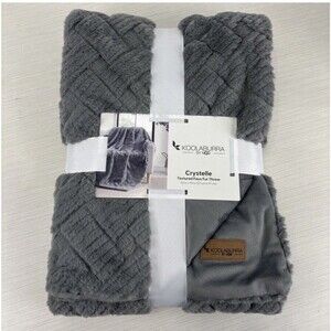 Koolaburra UGG Fur Throw Blanket Luxury Plush Grey Crystelle 50 X 70 Micro Mink